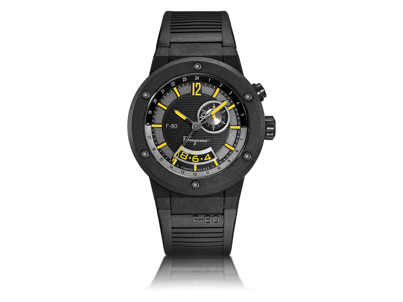 DesignApplause | f-80 black carbon fiber timepiece. Salvatore ferragamo.